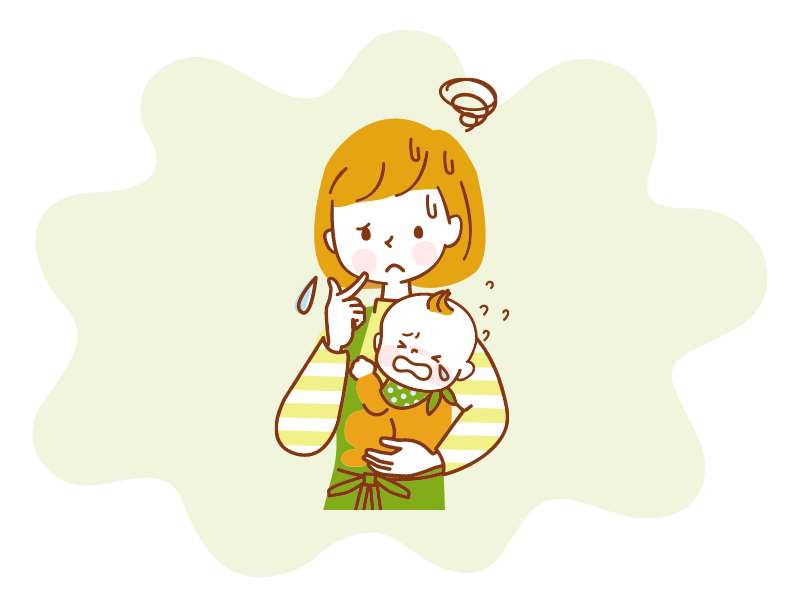 困っているお子様を抱えた女性